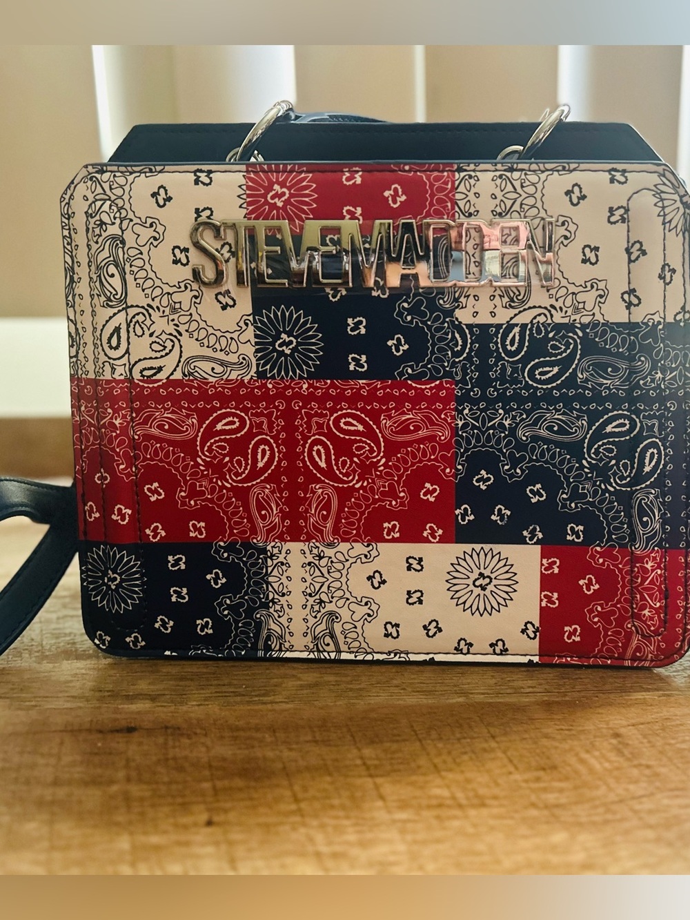 Steven Madden Bandana Patchwork Crossbody Bag w/Logo, Bevelynn Multi Satchel.